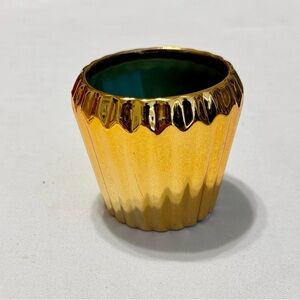 VINTAGE Gold Glass Candle Votive Holder - Minimalist Maximalist Art Deco Decor